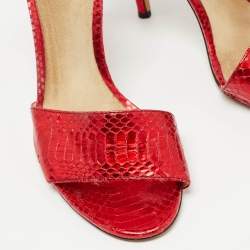 D&G Red Python Leather Ankle Strap Sandals Size 36