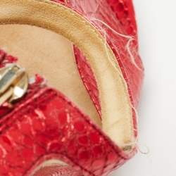 D&G Red Python Leather Ankle Strap Sandals Size 36