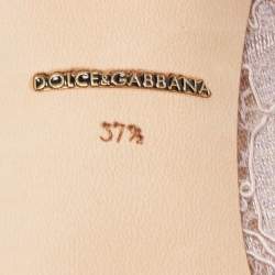 Pre Owned Dolce & Gabbana Pink Lace Crystal Embellished Bellucci Pumps Size 37.5