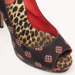 Dolce & Gabbana Tricolor Printed Fabric Peep Toe Pumps Size 36