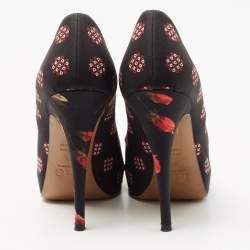 Dolce & Gabbana Tricolor Printed Fabric Peep Toe Pumps Size 36