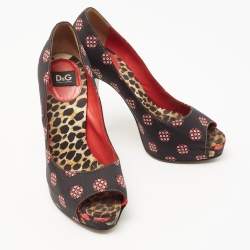 Dolce & Gabbana Tricolor Printed Fabric Peep Toe Pumps Size 36