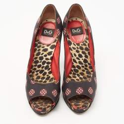 Dolce & Gabbana Tricolor Printed Fabric Peep Toe Pumps Size 36