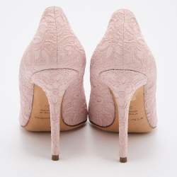 Pre Owned Dolce & Gabbana Pink Embroidered Fabric Pointed Toe Pumps Size 38