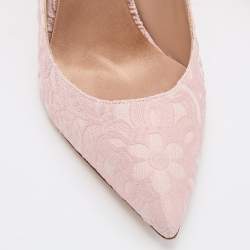 Pre Owned Dolce & Gabbana Pink Embroidered Fabric Pointed Toe Pumps Size 38