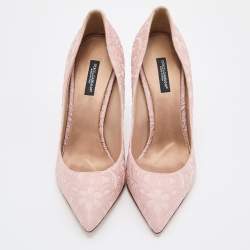 Pre Owned Dolce & Gabbana Pink Embroidered Fabric Pointed Toe Pumps Size 38