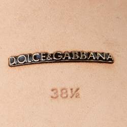 Pre Owned Dolce & Gabbana Multicolor Sequin and Leather Block Heel Ankle Strap Sandals Size 38.5