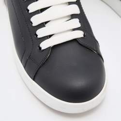 Pre Owned Dolce & Gabbana Black/Silver Leather Portofino Low Top Sneakers Size 37