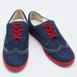 Pre Owned Dolce & Gabbana Blue Denim Lace Up Derby Sneakers Size 39