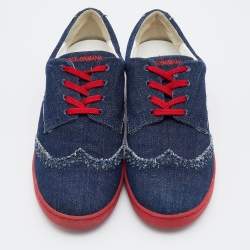 Pre Owned Dolce & Gabbana Blue Denim Lace Up Derby Sneakers Size 39