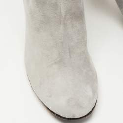 Pre Owned Dolce & Gabbana Grey Suede Elasticised  Knee Length Platform Boots Size 40
