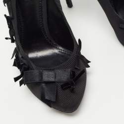 Pre Owned Dolce & Gabbana Black Canvas Bow Applique Pumps Size 38