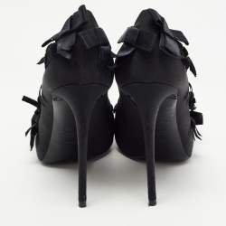 Pre Owned Dolce & Gabbana Black Canvas Bow Applique Pumps Size 38