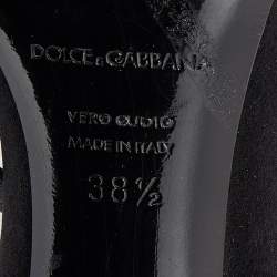 مملوكة مسبقًا Dolce & Gabbana Black Satin Heritage Coin Detail Ankle Strap Sandals Size 38.5