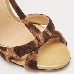 Pre Owned Dolce & Gabbana Brown/Black Canvas T strap Sandals Size 36