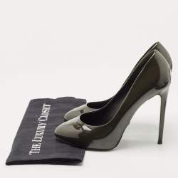 Pre Owned Dolce & Gabbana Dark Green Patent Leather Round Pumps Size 39