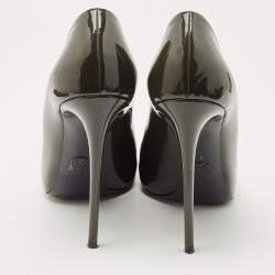 Pre Owned Dolce & Gabbana Dark Green Patent Leather Round Pumps Size 39