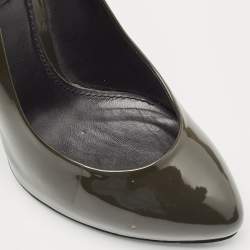 Pre Owned Dolce & Gabbana Dark Green Patent Leather Round Pumps Size 39
