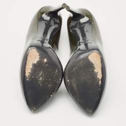 Pre Owned Dolce & Gabbana Dark Green Patent Leather Round Pumps Size 39