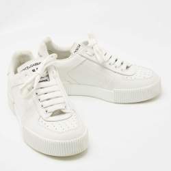 Pre Owned Dolce & Gabbana White Leather Low Top Sneakers Size 37