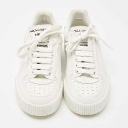 Pre Owned Dolce & Gabbana White Leather Low Top Sneakers Size 37