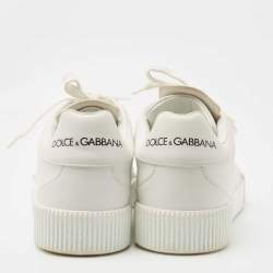 Pre Owned Dolce & Gabbana White Leather Low Top Sneakers Size 37