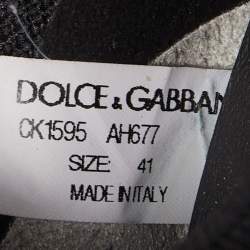 Pre Owned Dolce & Gabbana Black/White Knit Fabric Sorrento Sneakers Size 41 