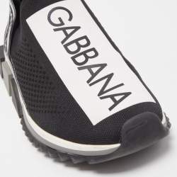 Pre Owned Dolce & Gabbana Black/White Knit Fabric Sorrento Sneakers Size 41 