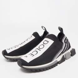 Pre Owned Dolce & Gabbana Black/White Knit Fabric Sorrento Sneakers Size 41 