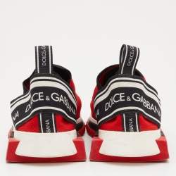 Pre Owned Dolce & Gabbana Red Knit Fabric Sorrento Sneakers Size 41