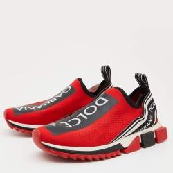 Pre Owned Dolce & Gabbana Red Knit Fabric Sorrento Sneakers Size 41
