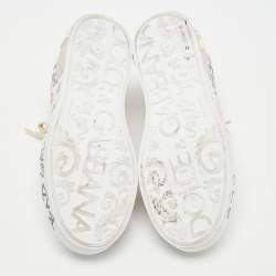 Pre Owned Dolce & Gabbana White/Pink Leather Portofino Low Top Sneakers Size 38