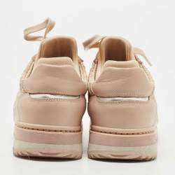 Pre Owned Dolce & Gabbana Dusty Pink Leather and Lace Low Top Sneakers Size 36