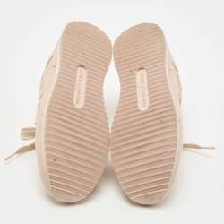 Pre Owned Dolce & Gabbana Dusty Pink Leather and Lace Low Top Sneakers Size 36