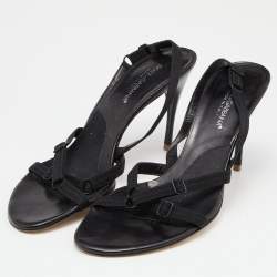 مملوكة مسبقًا Dolce & Gabbana Black Fabric Slingback Sandals Size 37.5