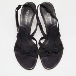 مملوكة مسبقًا Dolce & Gabbana Black Fabric Slingback Sandals Size 37.5