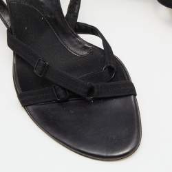 مملوكة مسبقًا Dolce & Gabbana Black Fabric Slingback Sandals Size 37.5