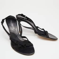 مملوكة مسبقًا Dolce & Gabbana Black Fabric Slingback Sandals Size 37.5