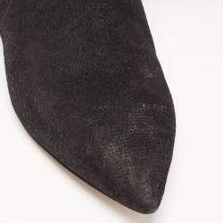 Pre Owned Dolce & Gabbana Black Suede Knee Length Boots Size 37.5