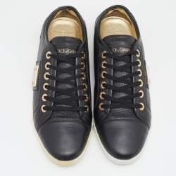 Pre Owned Dolce & Gabbana Black Leather Low Top Sneakers Size 40