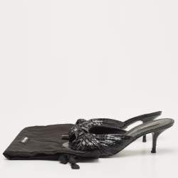 Pre Owned Dolce & Gabbana Black Knotted Python Slide Sandals Size 37