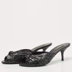 Pre Owned Dolce & Gabbana Black Knotted Python Slide Sandals Size 37
