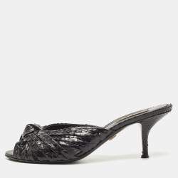 Pre Owned Dolce & Gabbana Black Knotted Python Slide Sandals Size 37
