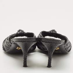 Pre Owned Dolce & Gabbana Black Knotted Python Slide Sandals Size 37