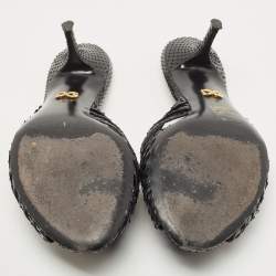 Pre Owned Dolce & Gabbana Black Knotted Python Slide Sandals Size 37