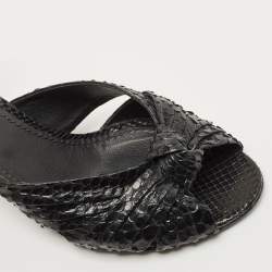 Pre Owned Dolce & Gabbana Black Knotted Python Slide Sandals Size 37