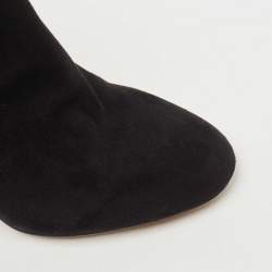 Pre Owned Dolce & Gabbana Black Suede Crystal Embellished Heel Ankle Boots Size 38