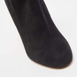 Pre Owned Dolce & Gabbana Black Suede Crystal Embellished Clock Heel Ankle Booties Size 38