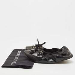 مملوكة مسبقًا Dolce & Gabbana Black Leather and Patent Ballet Flats Size 37.5