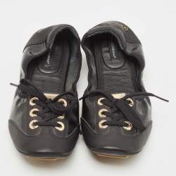 مملوكة مسبقًا Dolce & Gabbana Black Leather and Patent Ballet Flats Size 37.5